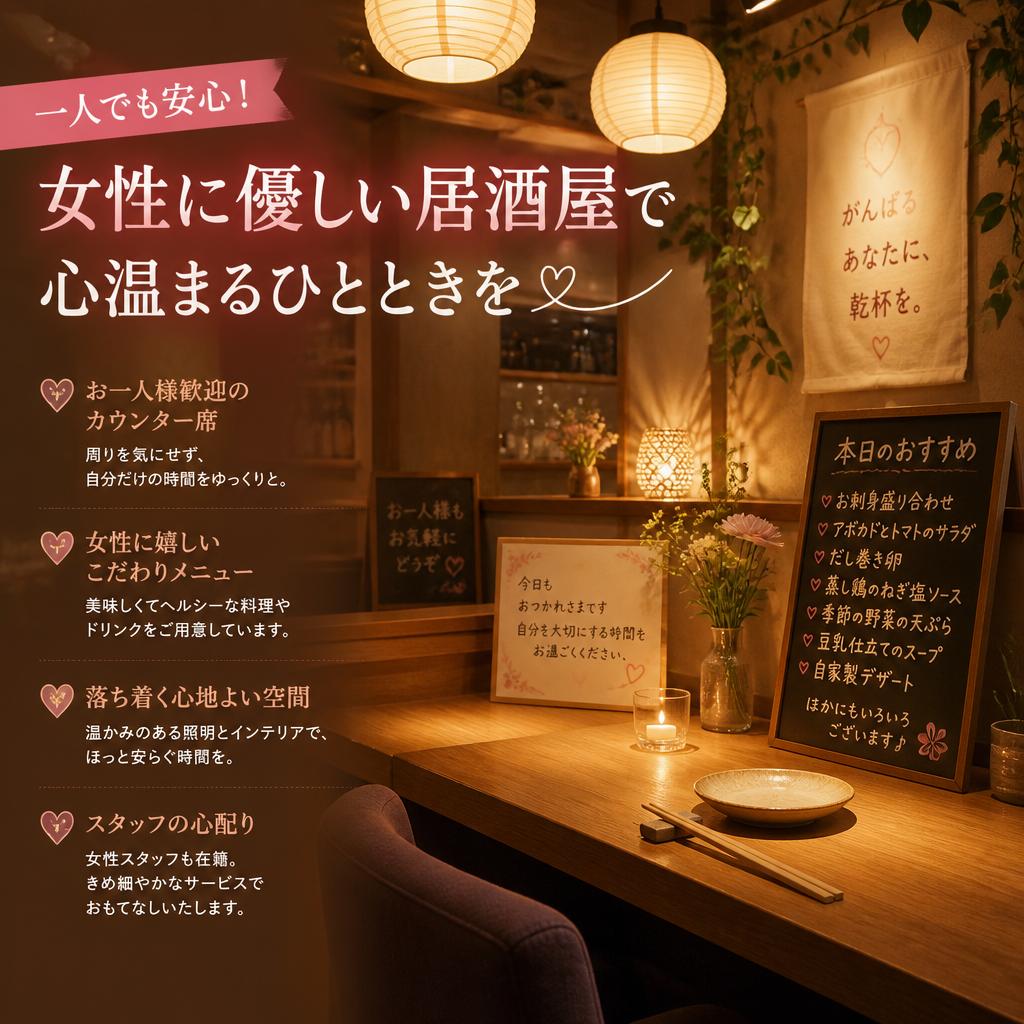 一人でも安心！女性に優しい居酒屋で心温まるひとときを